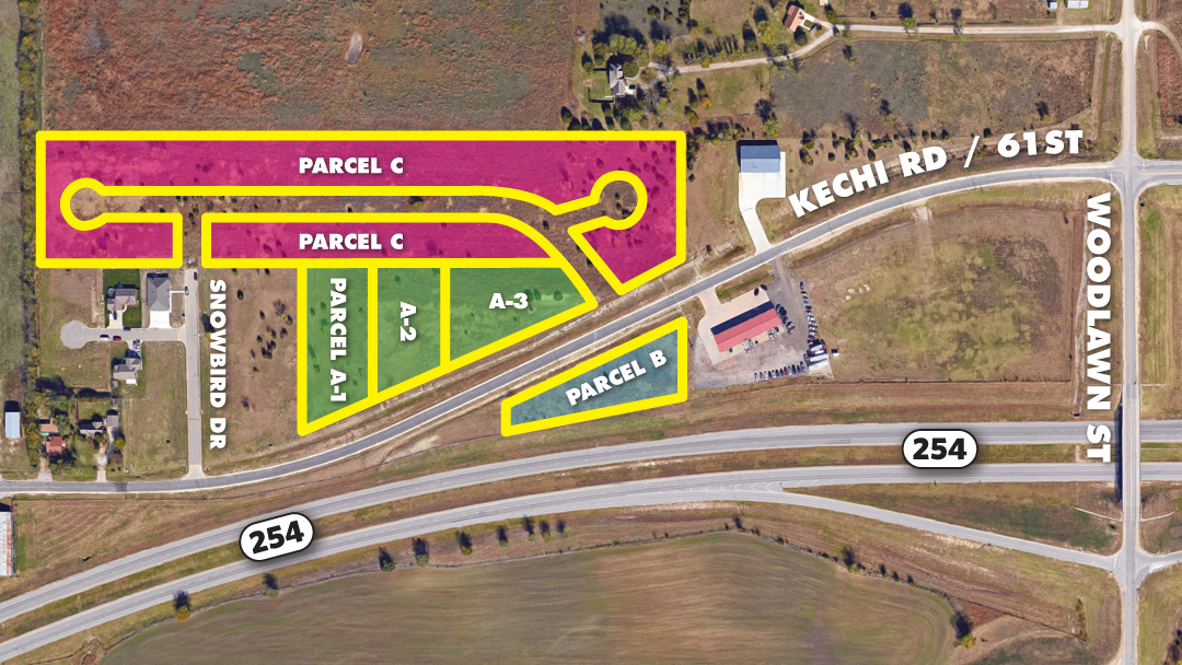 (Kechi) ABSOLUTE PARCELS A, B & C, Lots Snowbird Add, KECHI, KS